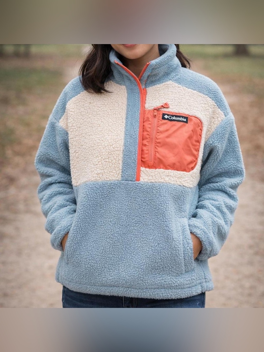 Columbia women’s Light Blue Sherpa Pullover